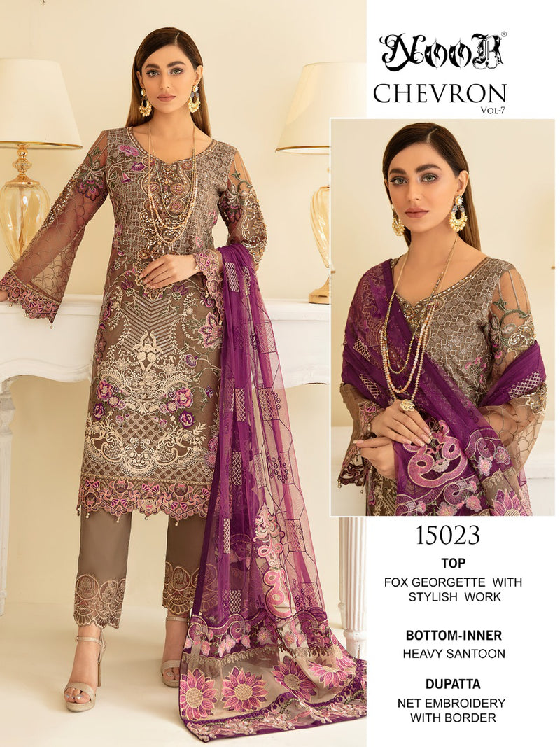 Noor Chevron Vol 7 Georgette Embroidered Embroidered Pakistani Style Wedding Wear Salwar Suits