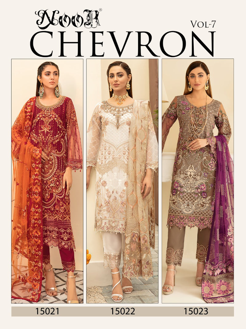 Noor Chevron Vol 7 Georgette Embroidered Embroidered Pakistani Style Wedding Wear Salwar Suits