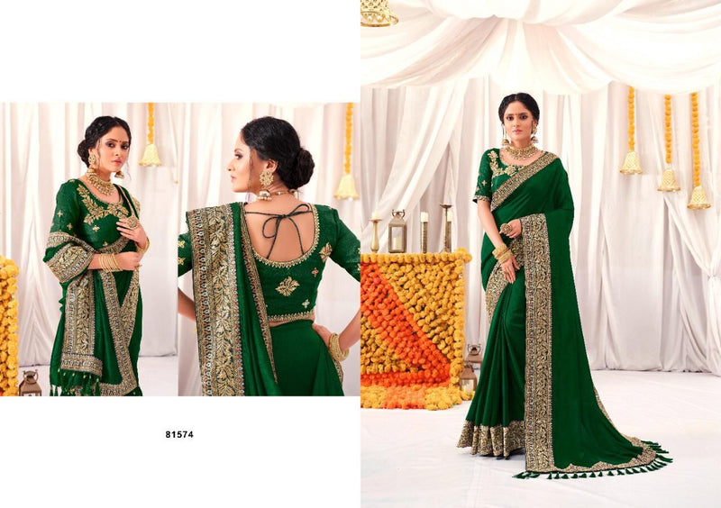 Right Women Designer Chhaya Vichitra Silk Heavy Wedding Wear Sarees With Two Tones