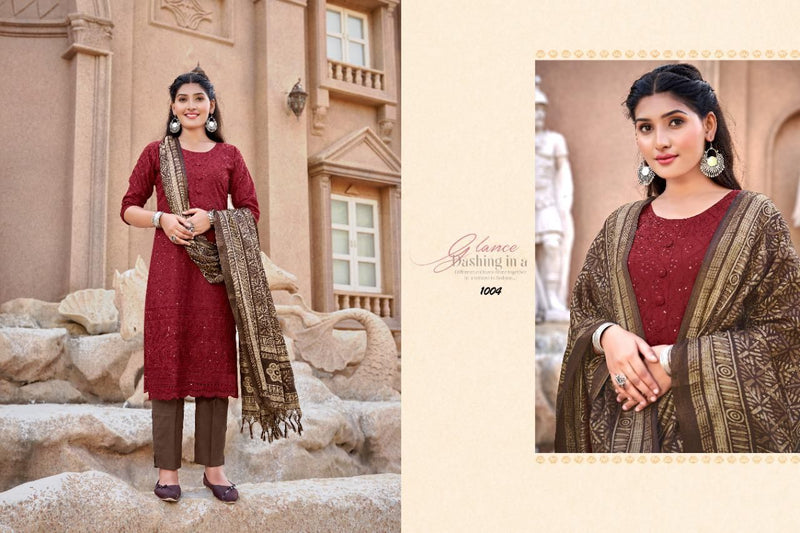 Poonam Chikan Batik Pure Cotton With Heavy Fancy Work Stylish Designer Casual Look Kurti