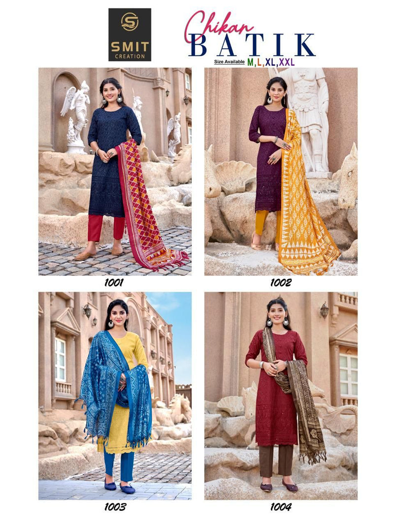 Poonam Chikan Batik Pure Cotton With Heavy Fancy Work Stylish Designer Casual Look Kurti