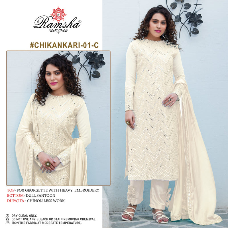 Ramsha Chikankari 01 Nx Party Wear Embroidered Salwar Kameez