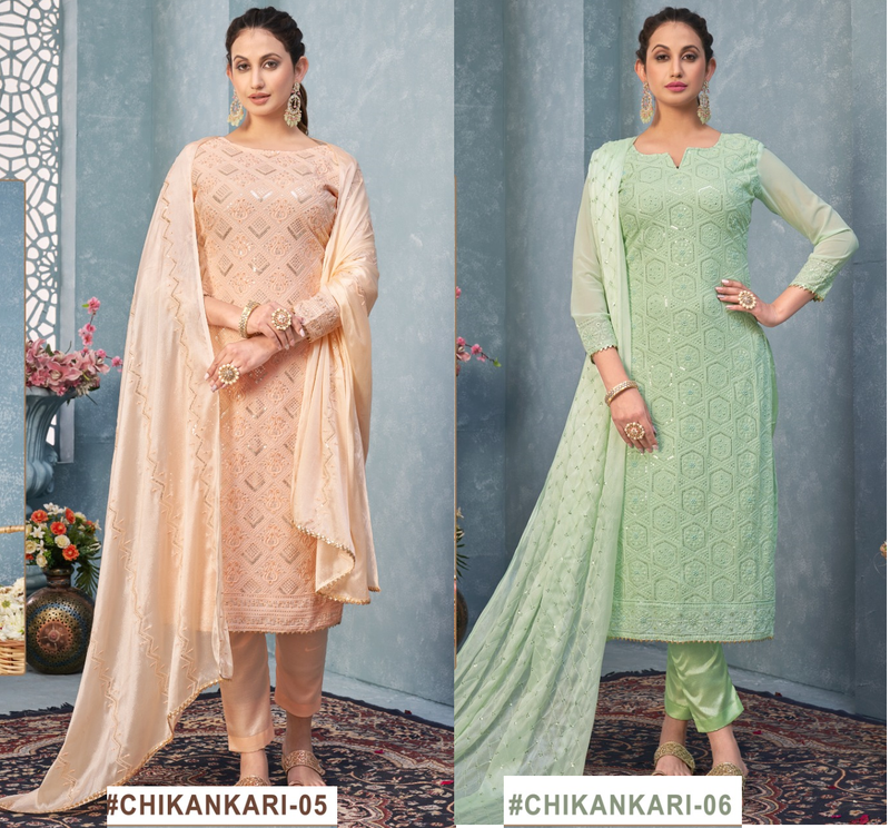 Ramsha Chikankari 05 & 06 Series Georgette Party Wear Embroidered Salwar Suits