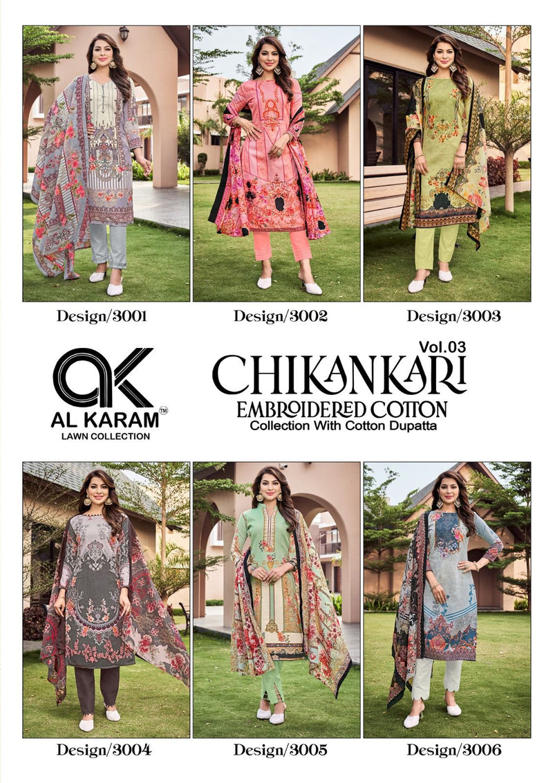 Al Karam Chikankari Embroidered Cotton Collection Vol 3 Self Embroidery Work Stylish Designer Salwar Suit