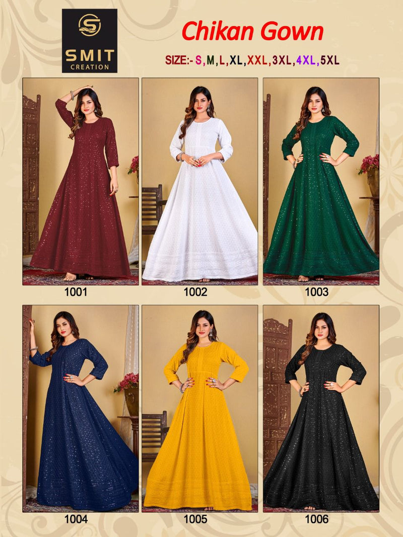 Poonam Designer Chicken Gown Party Wear Gown Style  Kurtis With Sequence Work