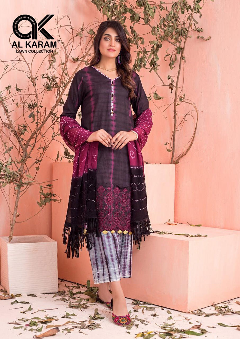 Al Karam Chicken Kari Work Cambric Cotton Pakistani Style Party Wear Salwar Suits