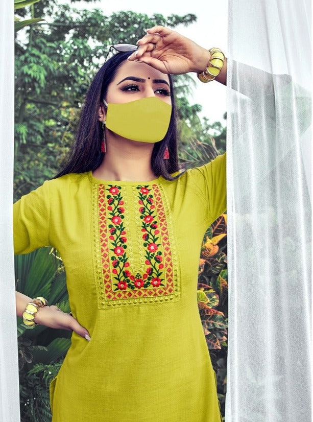 Nitisha Nx Chingari Vol 6 Cotton Slub Stylish Kurtis With Embroidery Work