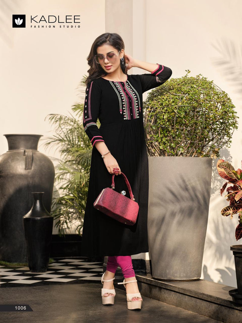 Kadlee Fashion Cindrella Rayon Fancy Party Wear Embroidered Kurtis