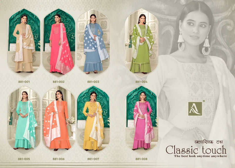 Alok Suit Classic Touch Jam Cotton Dyed Festive Wear Salwar Suits With Lucknowi Thread Work