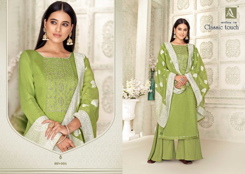 Alok Suit Classic Touch Jam Cotton Dyed Festive Wear Salwar Suits With Lucknowi Thread Work