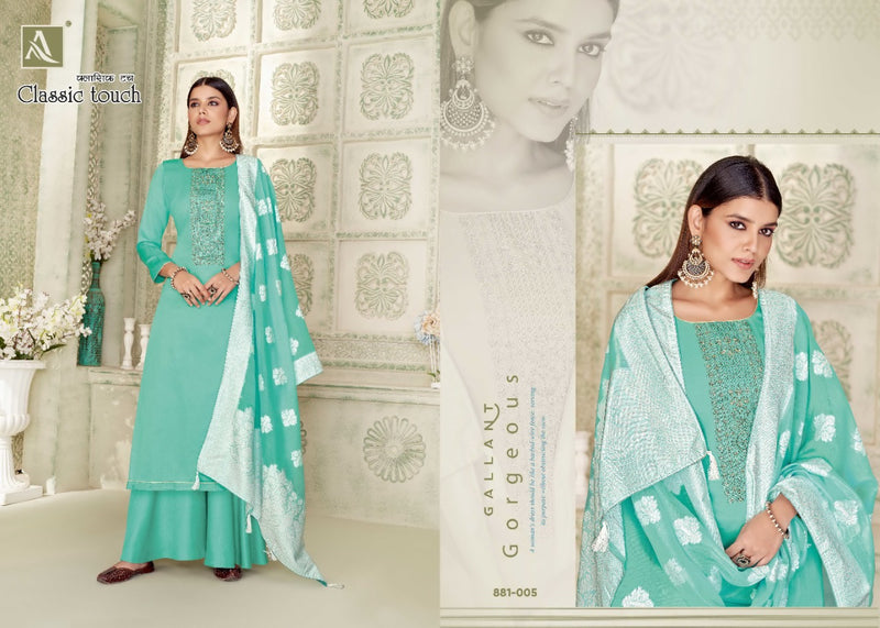 Alok Suit Classic Touch Jam Cotton Dyed Festive Wear Salwar Suits With Lucknowi Thread Work