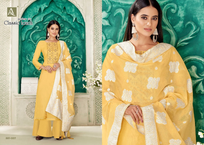 Alok Suit Classic Touch Jam Cotton Dyed Festive Wear Salwar Suits With Lucknowi Thread Work