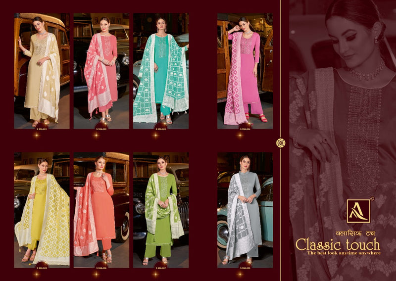 Alok Suits Classic Touch Jam Cotton With Lucknowi Thread Work Festive Wear Salwar Suits