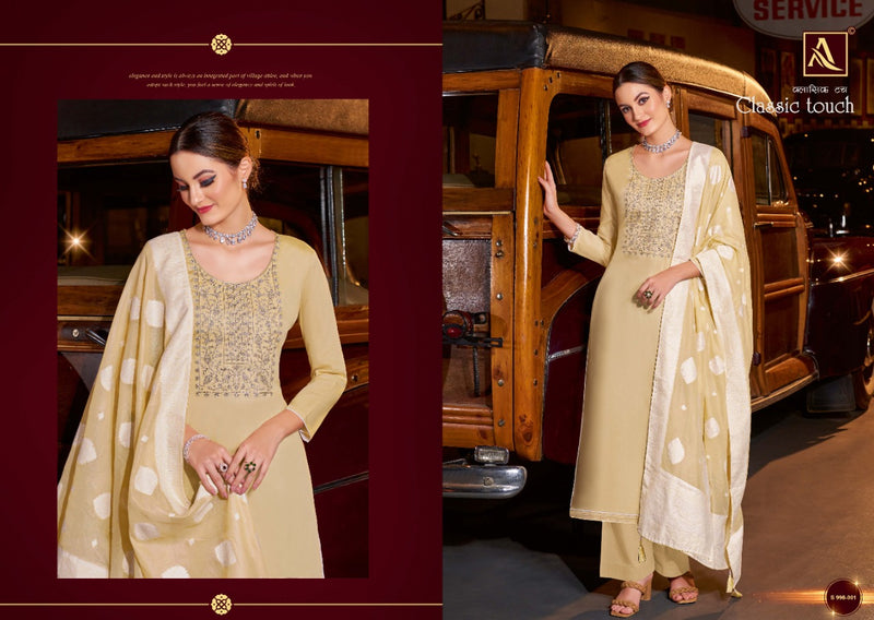 Alok Suits Classic Touch Jam Cotton With Lucknowi Thread Work Festive Wear Salwar Suits