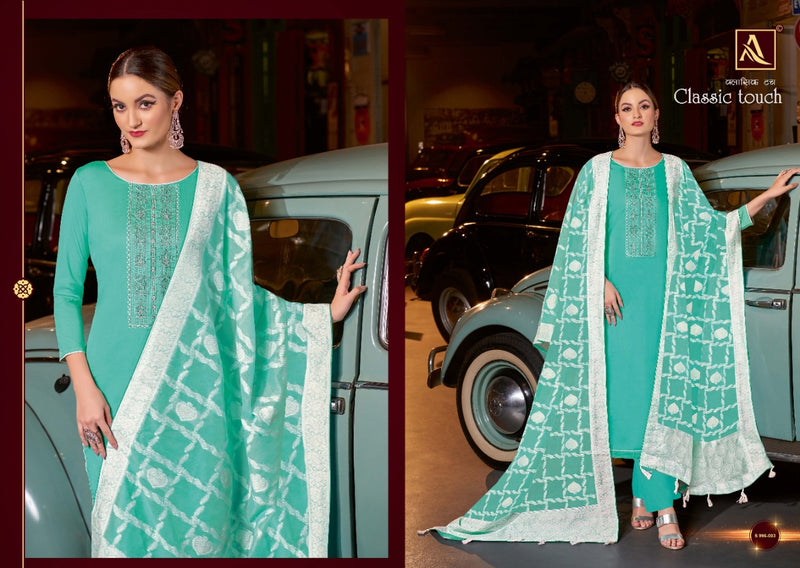 Alok Suits Classic Touch Jam Cotton With Lucknowi Thread Work Festive Wear Salwar Suits