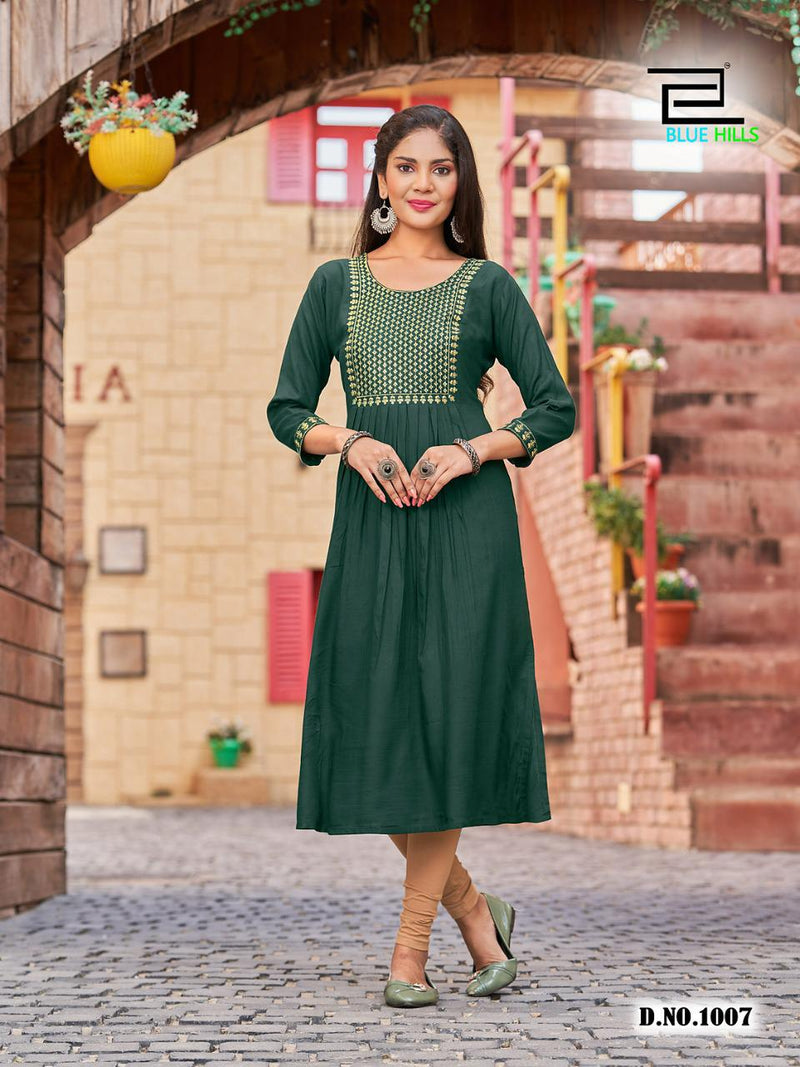 Blue Hills Classic Vol 15 Rayon With Beautiful Embroidery Work Stylish Designer Casual Look Kurti