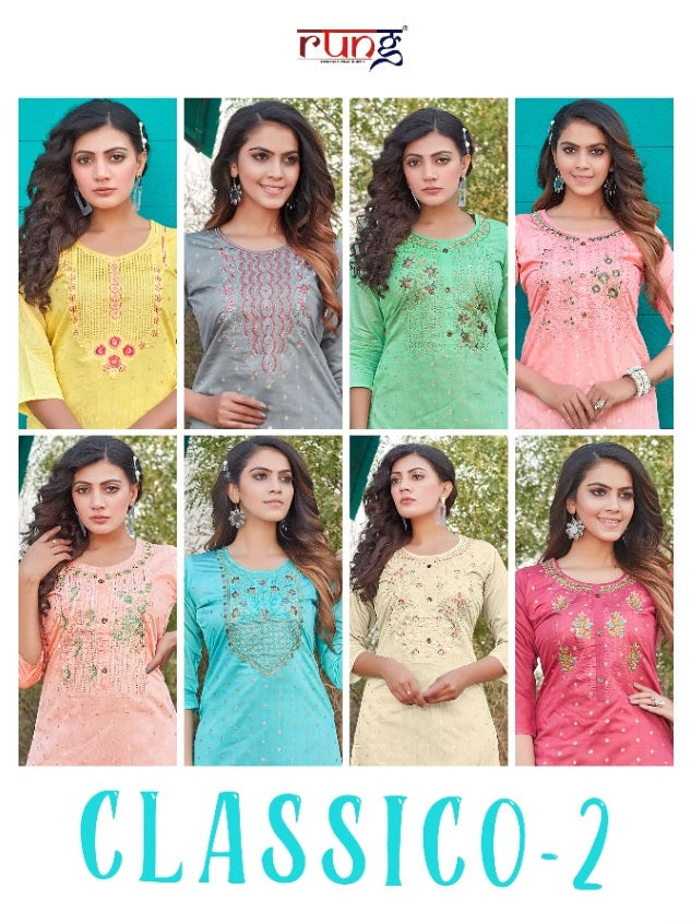 Rung Classico Vol 2 Modal Silk Designer Fancy Festive Wear Kurtis