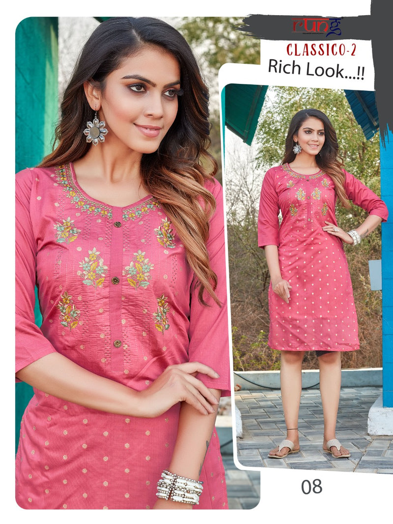 Rung Classico Vol 2 Modal Silk Designer Fancy Festive Wear Kurtis