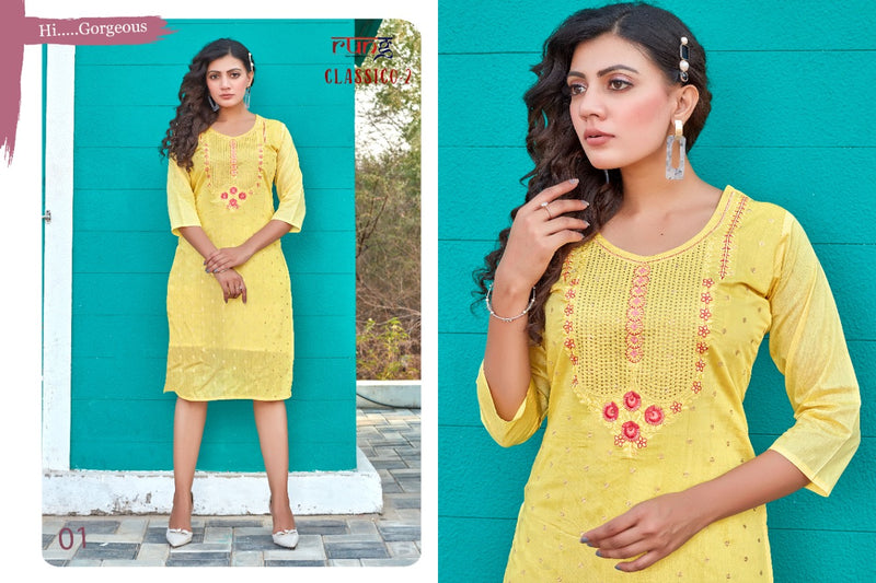 Rung Classico Vol 2 Modal Silk Designer Fancy Festive Wear Kurtis