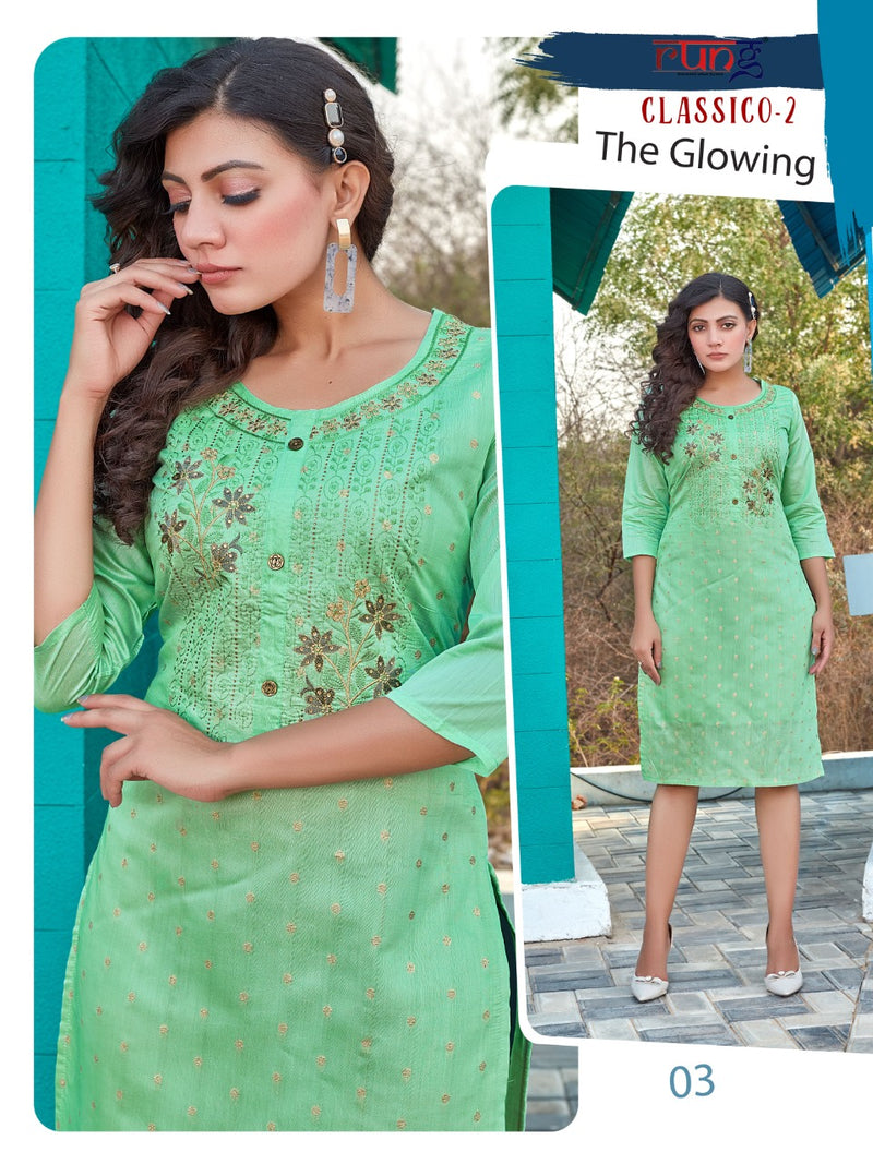 Rung Classico Vol 2 Modal Silk Designer Fancy Festive Wear Kurtis