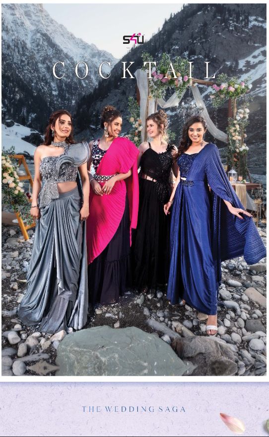 S4u Shivali The Wedding Saga Cocktail Georgette Designer Ready Made Wedding Wear Indo Western