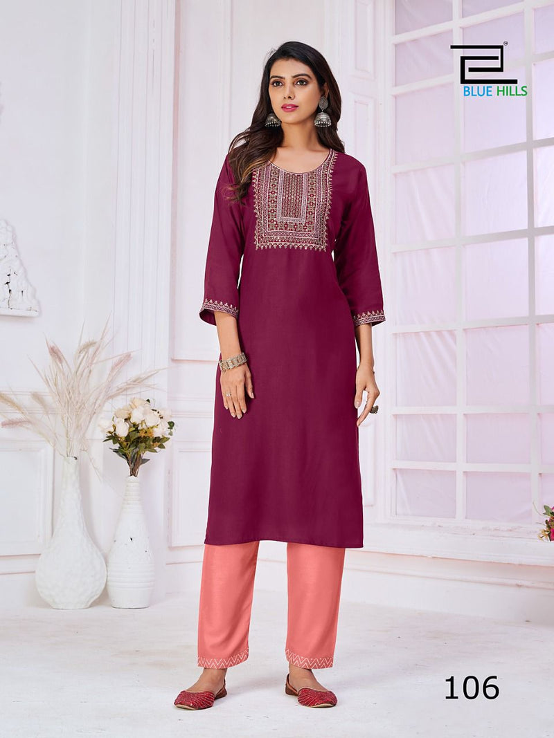 Blue Hills College Girl Vol 1 Rayon With Heavy Embroidery Work Stylish Designer Fancy Kurti