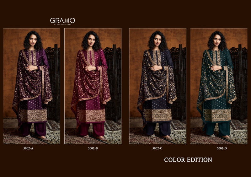 Gramo Color Edition Fox Georgette Pakistani Style Heavy Designer Salwar Kameez
