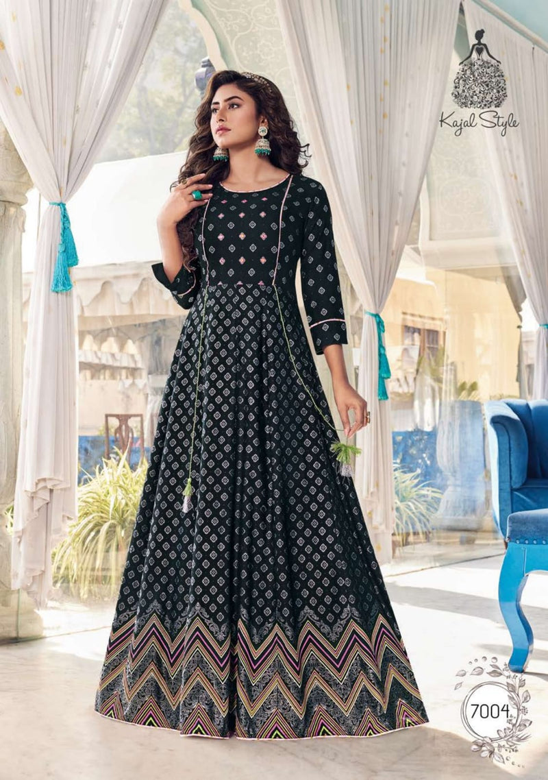 Blue Hills Pearl 1 Rayon Long gown Style Kurtis Collection: Textilecatalog