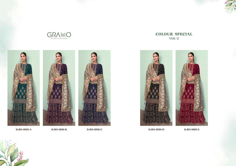 Gramo Colour Special Vol 2  Fox Georgette Designer Readymade Sharara Style Salwar Suits