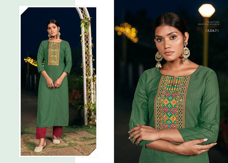 Rangoon Colours Fancy Lining Silk Stylish  Straight Party Wear Kurtis