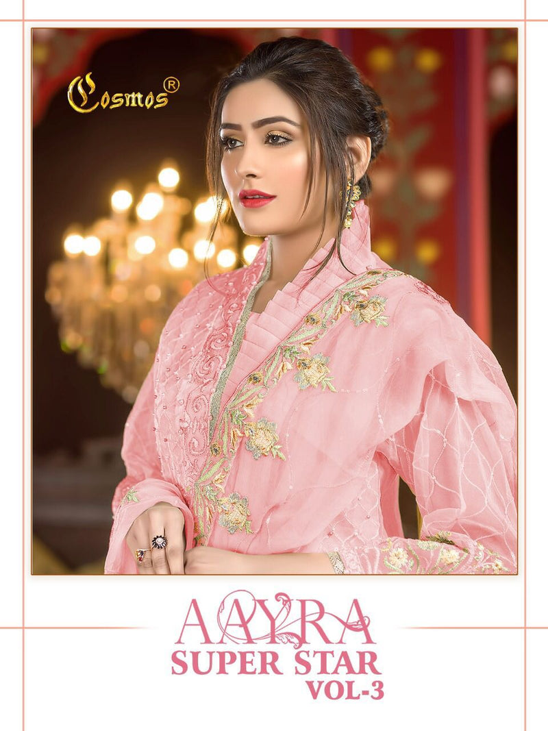 Cosmos Fashion Aayra Superstar Vol 3 Faux Georgette Heavy Embroidered Work Pakistani Salwar Kameez