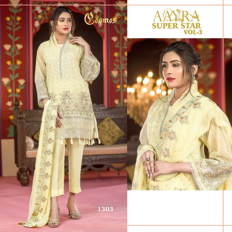 Cosmos Fashion Aayra Superstar Vol 3 Faux Georgette Heavy Embroidered Work Pakistani Salwar Kameez