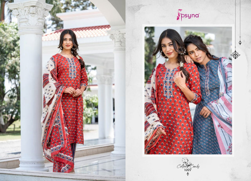 Psyna Cotton Candy Cambric Cotton Party Wear Kurtis With Bottom And Dupatta
