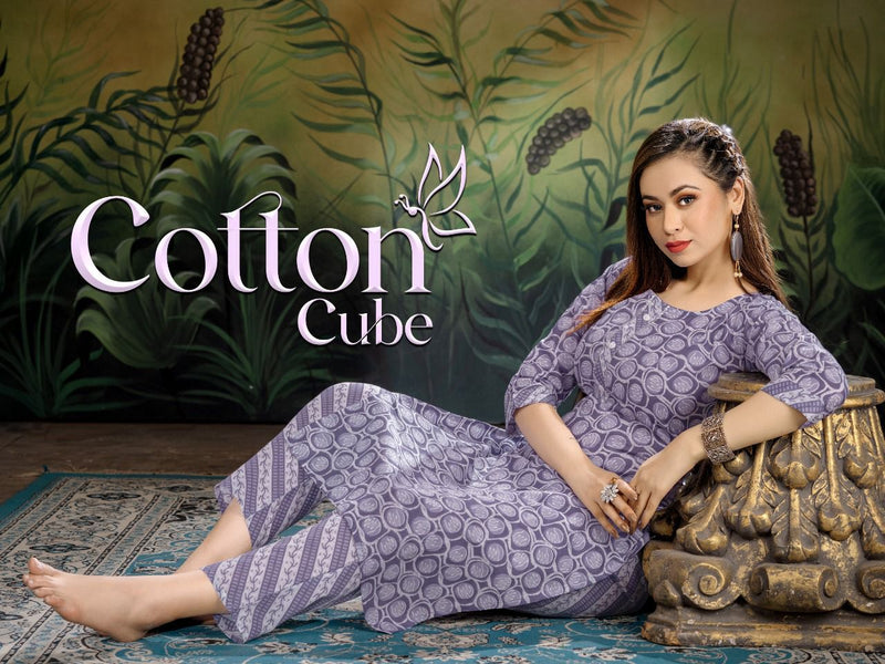 Beauty Queen Cotton Cube Fancy With fancy Printed Work Stylish Designer Casual Wear Fancy Kurti