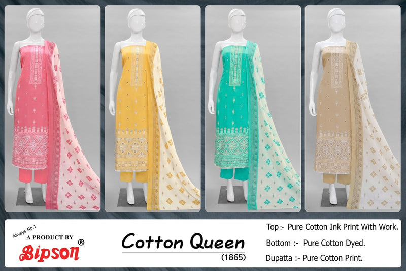 Bipson Fashion Cotton Queen 1865 Cotton Printed Festive Wear Salwar Suits