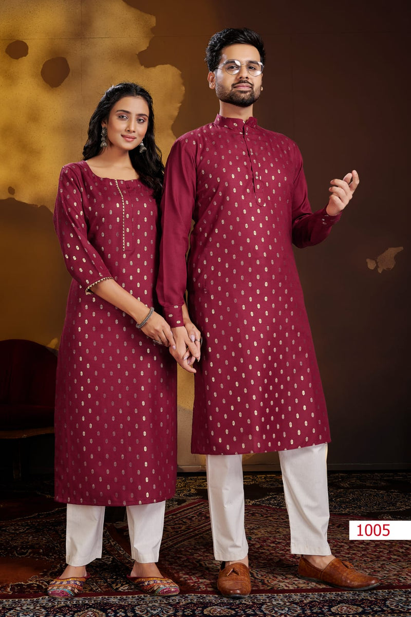 Banwery Fashion Couple Dream Cotton Fancy Combo Set Of Couple Kurtis