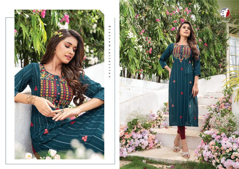 Anju Fabrics Crazy Vol 4 Viscose Rayon Fancy Hand Work Party Wear Kurtis