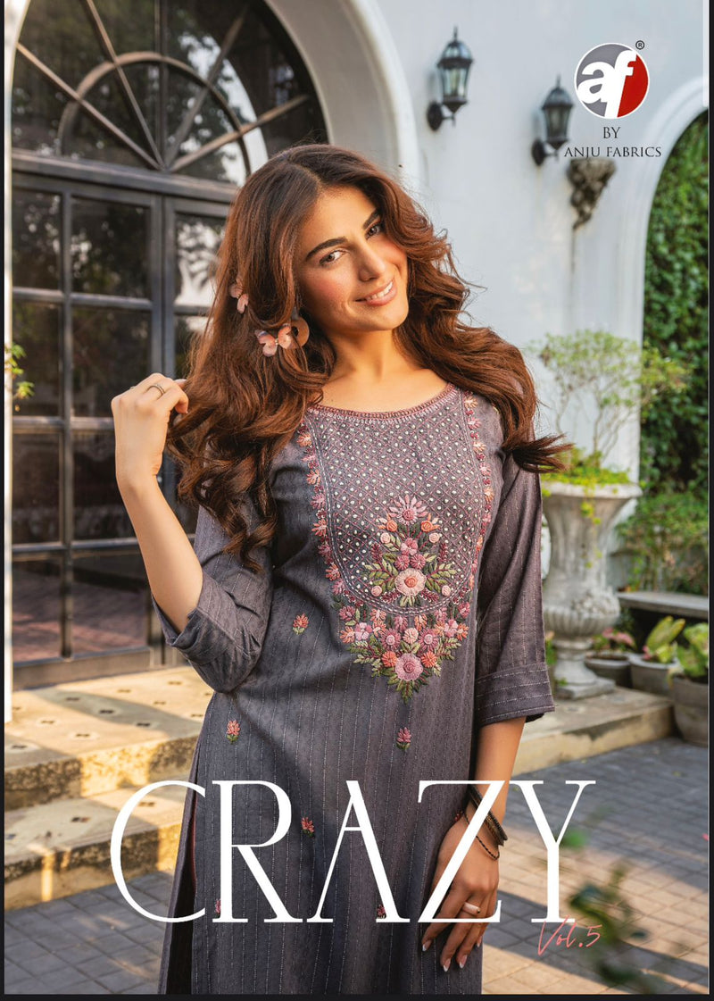 Anju Fabrics Crazy Vol 5 Heavy Viscose Rayon Knot Work Fancy Designer Kurti
