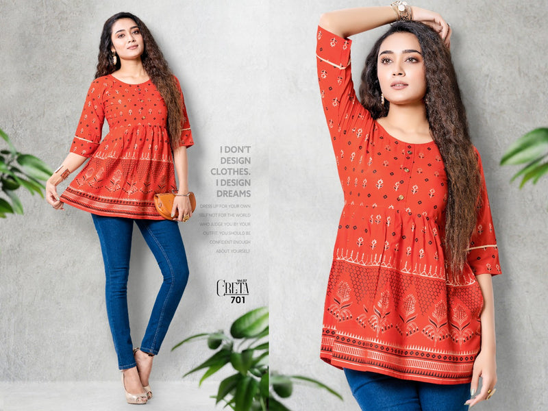 MF Creta Vol 7 Rayon Stylish Designer Casual Wear Short Tops