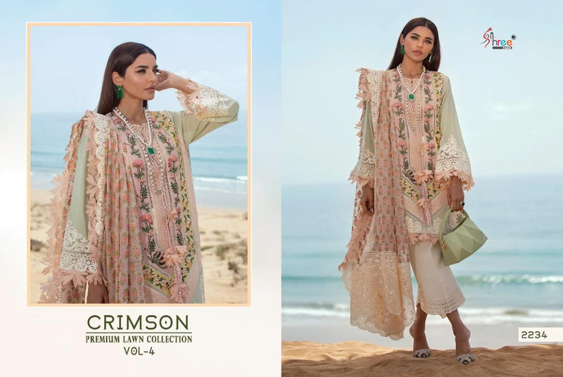Shree Fabs Crimson Premium Lawn Collection Vol 4 Cotton Embroidered Party Wear Suits