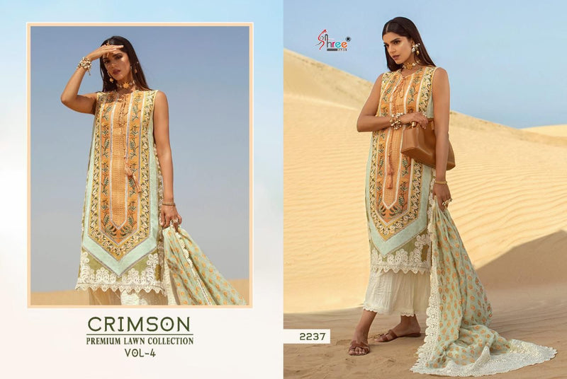 Shree Fabs Crimson Premium Lawn Collection Vol 4 Cotton Embroidered Party Wear Suits
