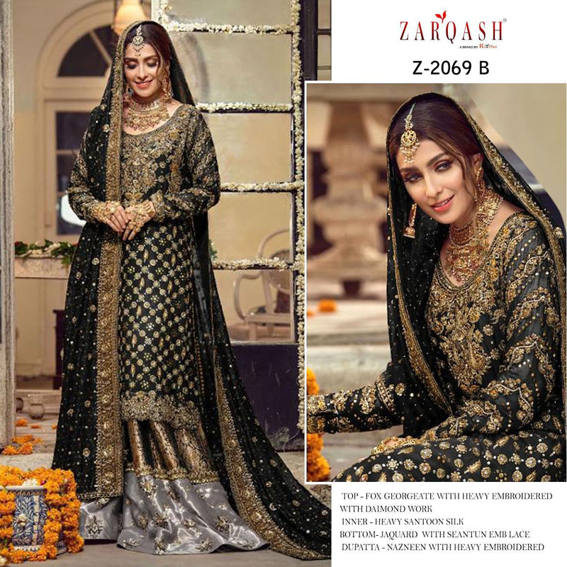 Zarqash Crimson Z 2069 Fox Georgette Pakistani Style Designer Wedding Wear Salwar Suits