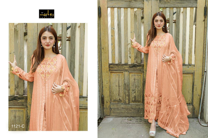 Rawayat Fashion Cross Stitch Special Fox Georgette Pakistani Style Designer Party Wear Salwar Suits