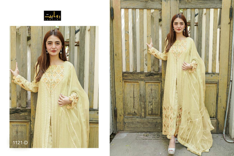 Rawayat Fashion Cross Stitch Special Fox Georgette Pakistani Style Designer Party Wear Salwar Suits