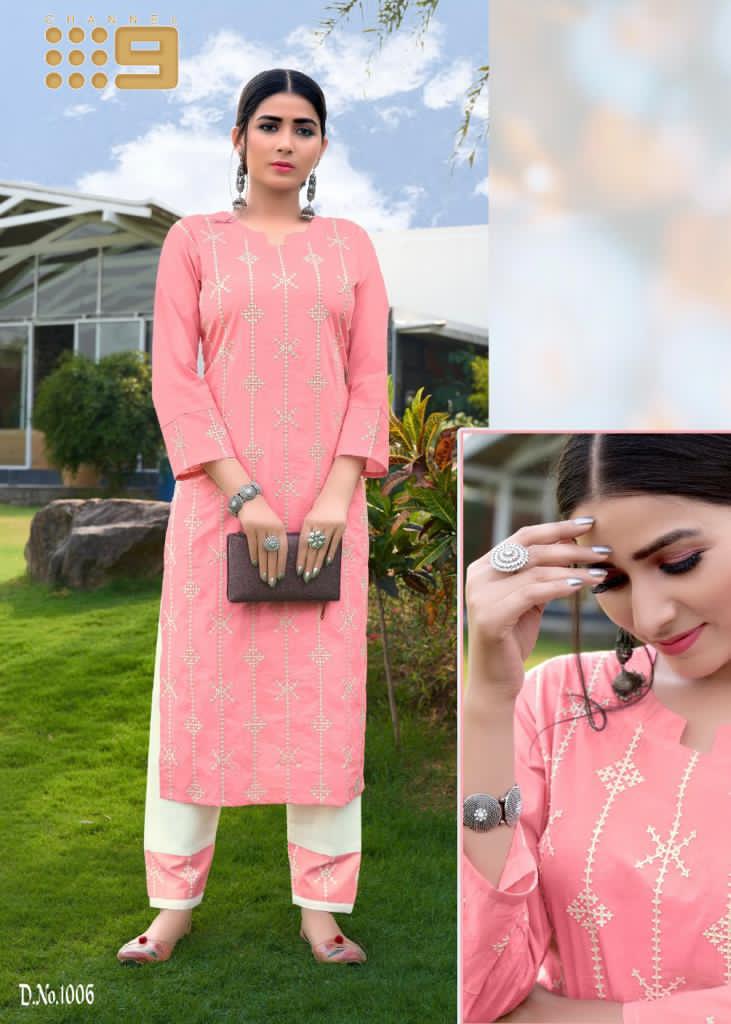 Channel 9 Shaleen Pure Cotton Embroidery Work Kurti Collection