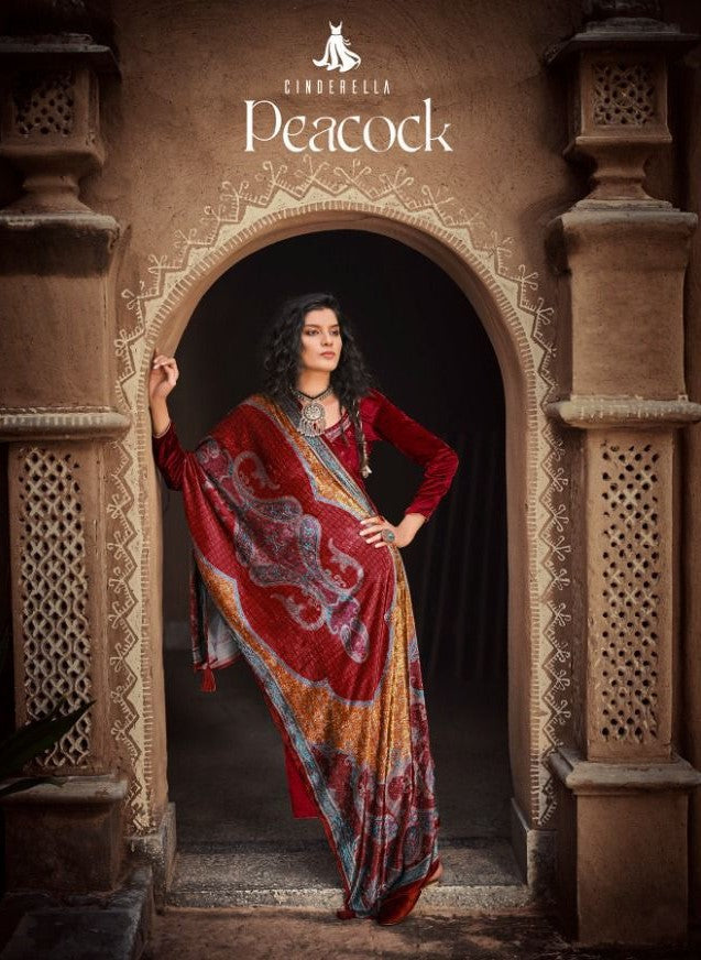 Cindrella Peacock Pure Viscose Velvet Designer Wear Salwar Kameez