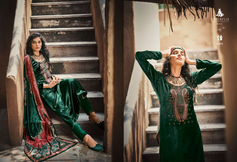 Cindrella Peacock Pure Viscose Velvet Designer Wear Salwar Kameez