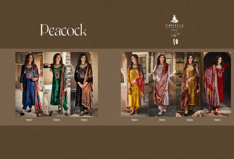 Cindrella Peacock Pure Viscose Velvet Designer Wear Salwar Kameez