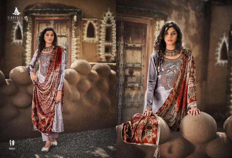 Cindrella Peacock Pure Viscose Velvet Designer Wear Salwar Kameez