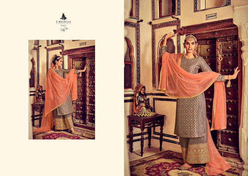 Cindrella Zarbab Pure Silk Jacquard With Fancy Embroidery Work Salwar Suit